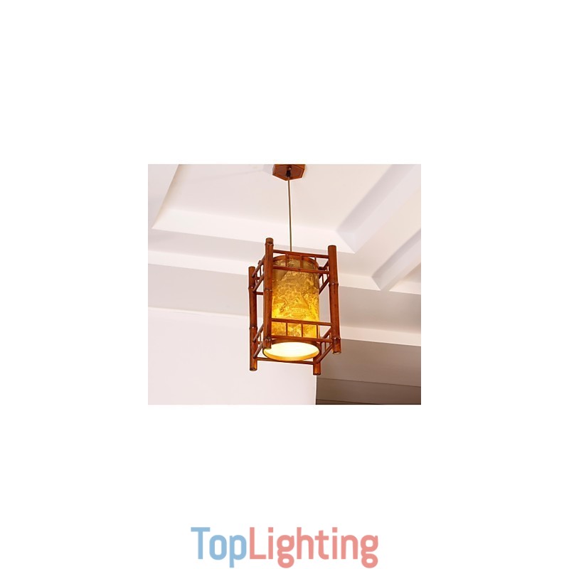 Retro Lantern Wood Bamboo Chandelier