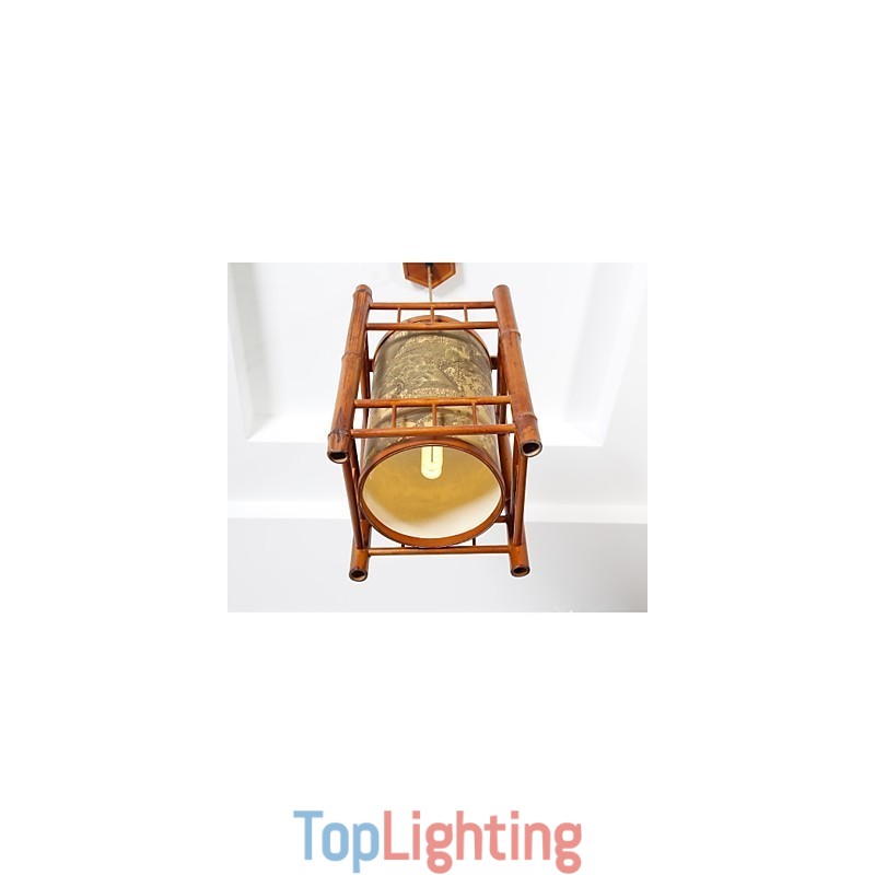 Retro Lantern Wood Bamboo Chandelier