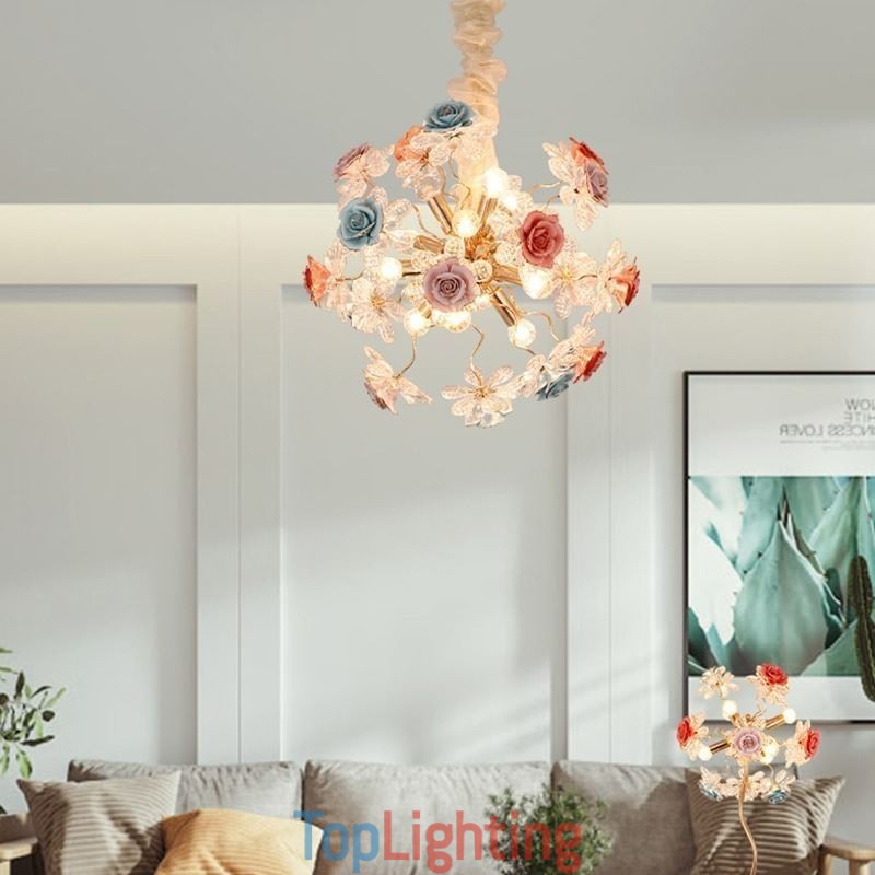 Decorative Pendant Lighting Modern Crystal Flower Chandelier