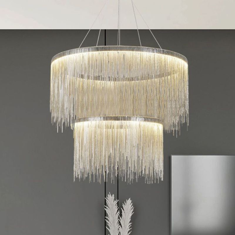 Luxury Tassel Pendant Light Round Chandelier