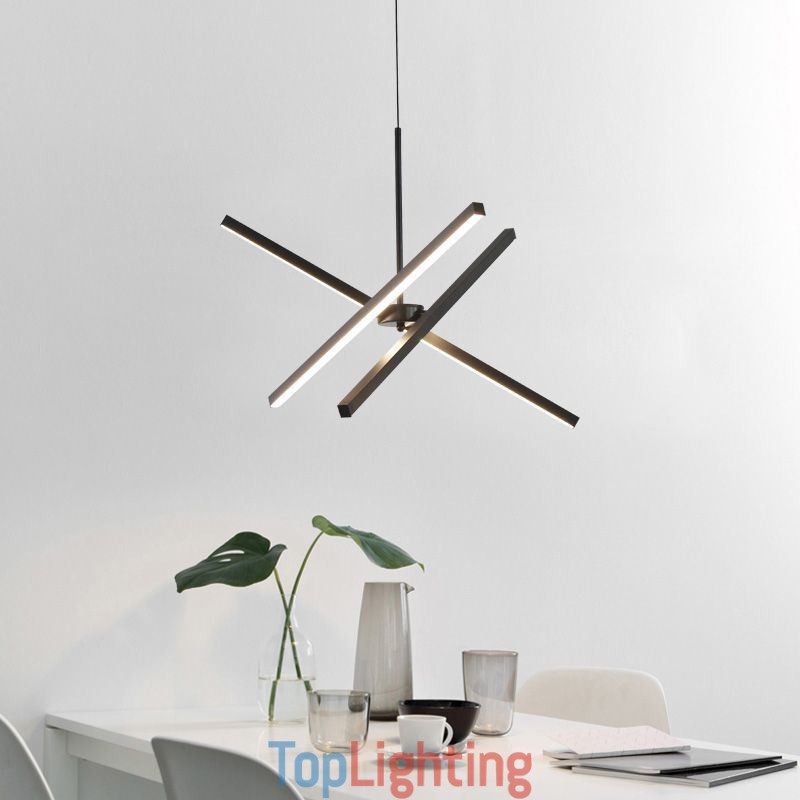 Modern Pendant Light Dimmable Black Strip Lamp