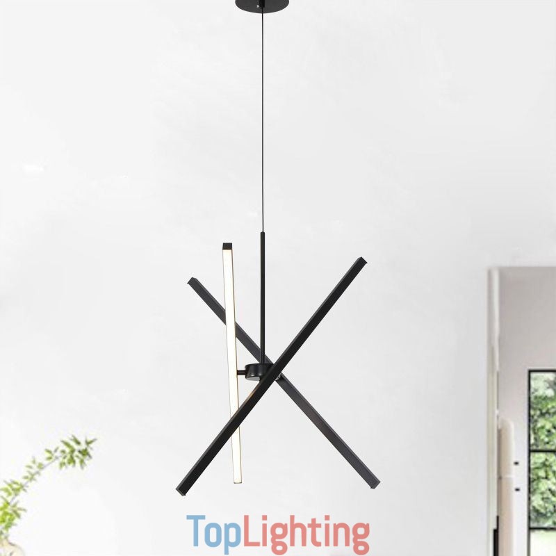 Modern Pendant Light Dimmable Black Strip Lamp