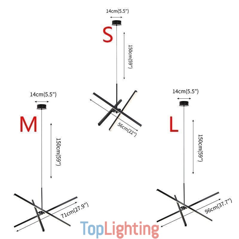 Modern Pendant Light Dimmable Black Strip Lamp