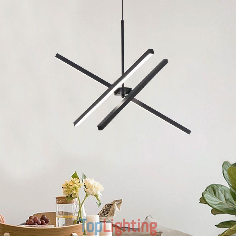 Modern Pendant Light Dimmable Black Strip Lamp