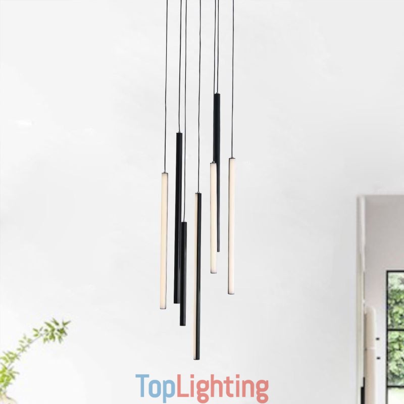 Modern Chandelier Long Strip Pendant Light Duplex Building