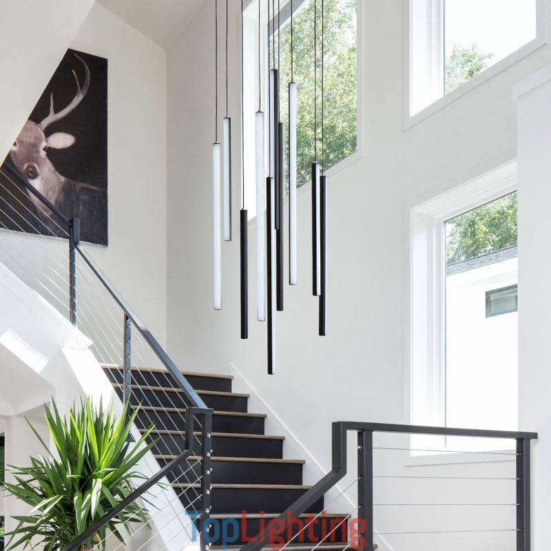 Modern Chandelier Long Strip Pendant Light Duplex Building