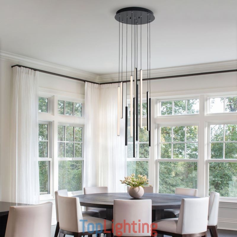 Modern Chandelier Long Strip Pendant Light Duplex Building