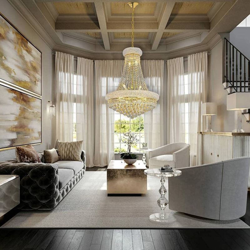 Crown Shaped Chandelier Luxurious Crystal Pendant Light