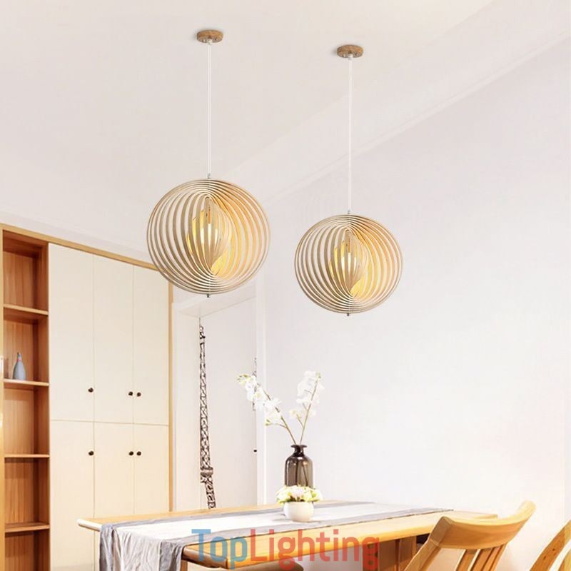 Modern Round Ball Chandelier Basswood Pendant Lamp
