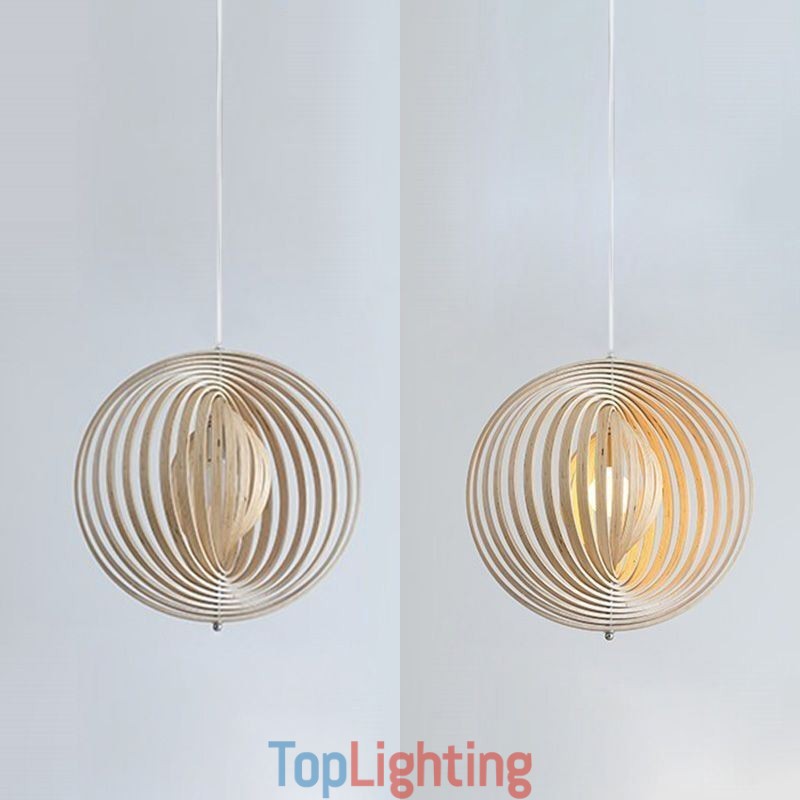 Modern Round Ball Chandelier Basswood Pendant Lamp