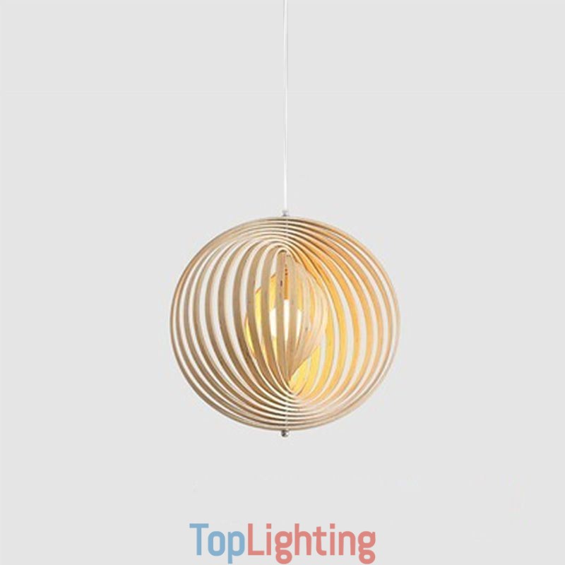 Modern Round Ball Chandelier Basswood Pendant Lamp