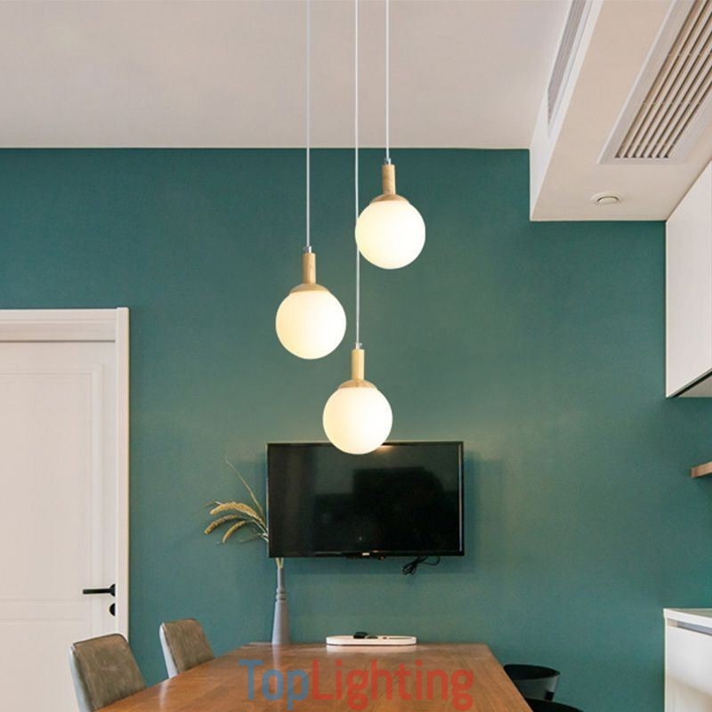 Japanese Wooden Pendant Light Nordic Glass Hanging Lamp