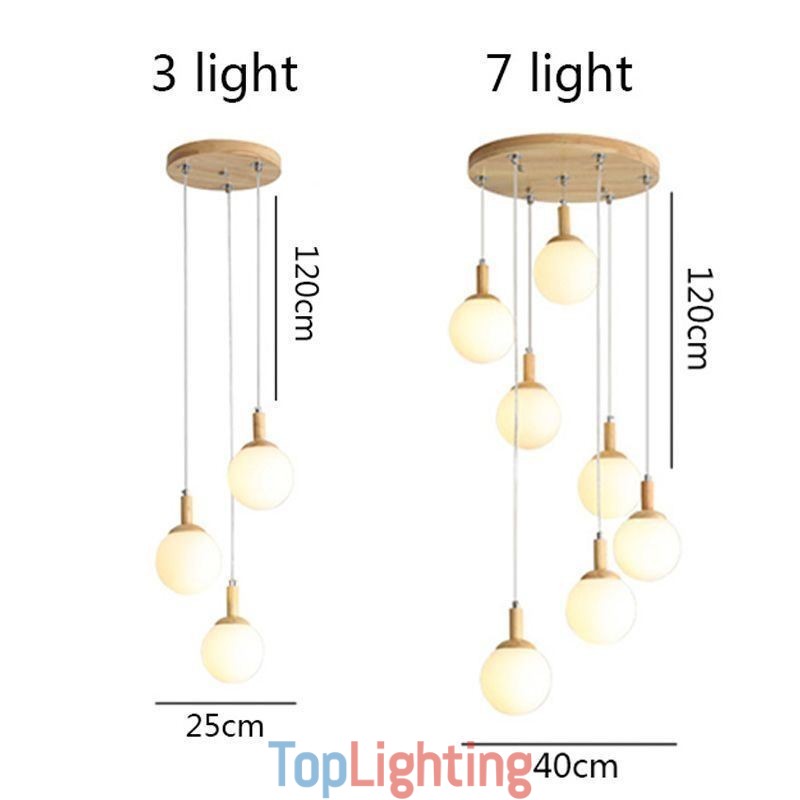 Japanese Wooden Pendant Light Nordic Glass Hanging Lamp