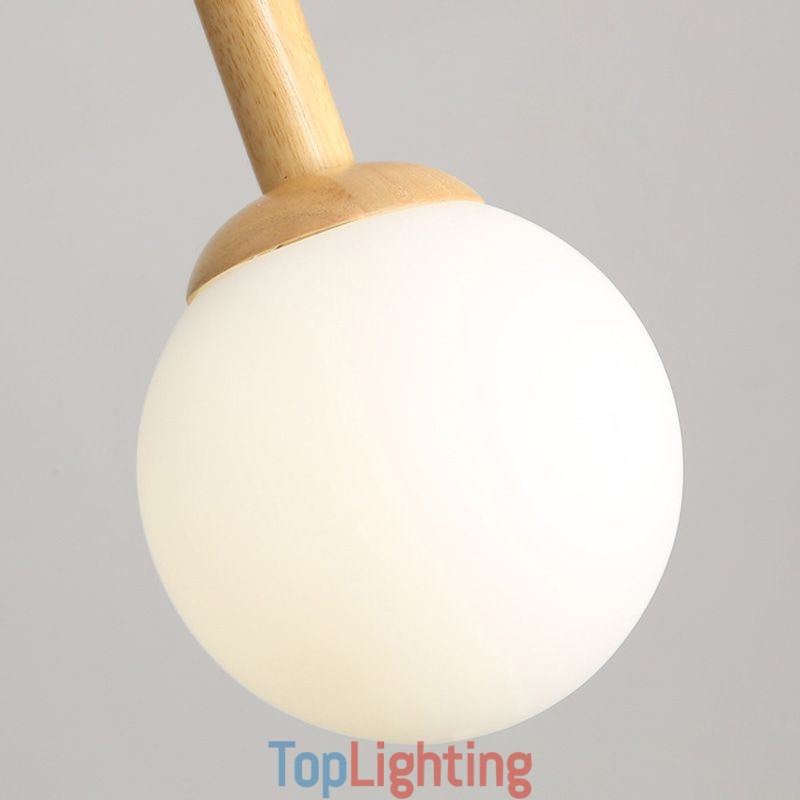 Japanese Wooden Pendant Light Nordic Glass Hanging Lamp