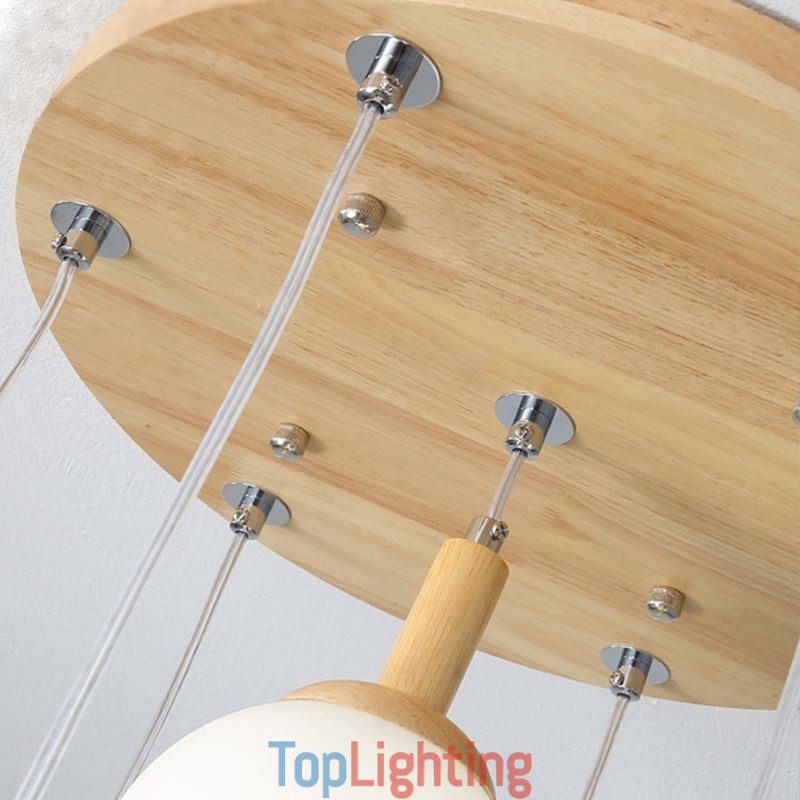 Japanese Wooden Pendant Light Nordic Glass Hanging Lamp