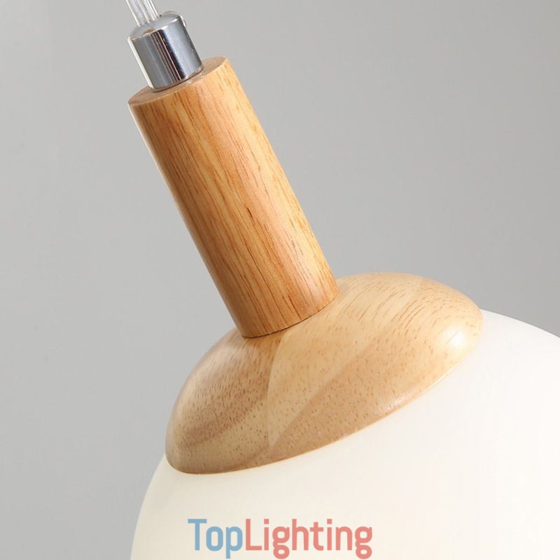 Japanese Wooden Pendant Light Nordic Glass Hanging Lamp