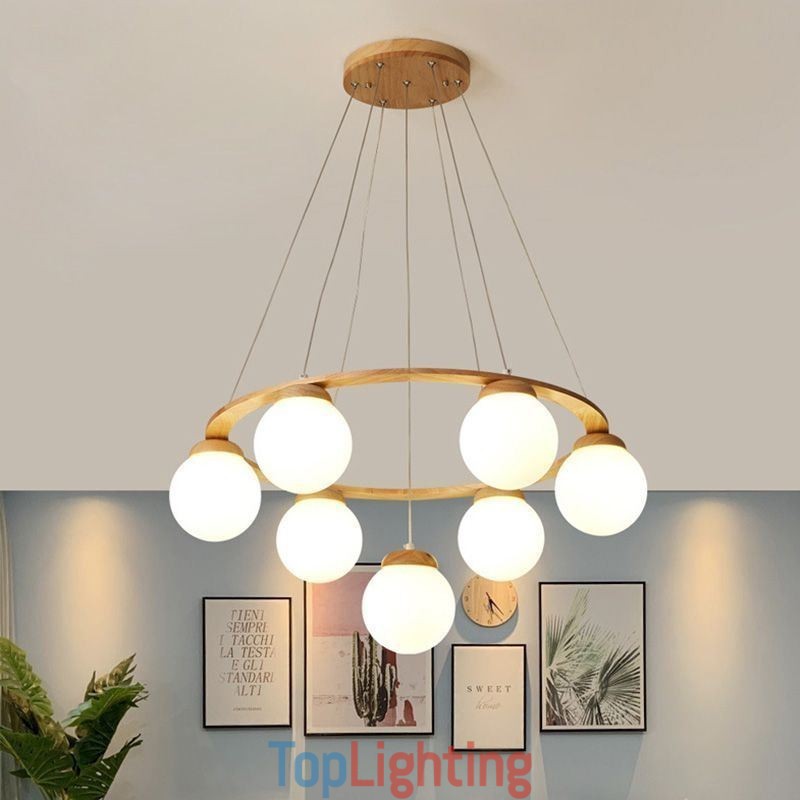 Japanese Wood Chandelier Molecule Pendant Light