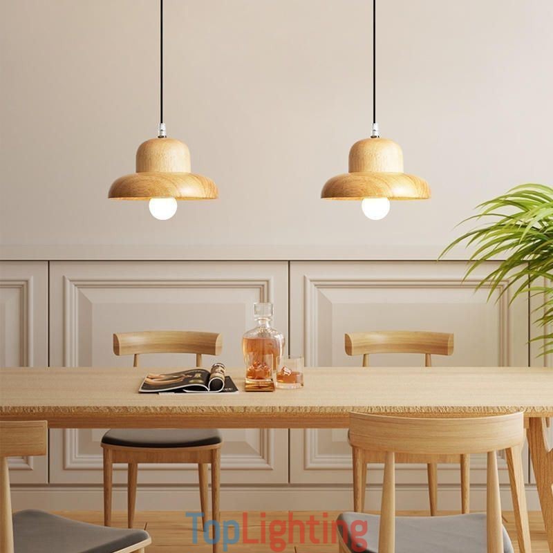 Japanese Wood Pendant Light Hat Hanging Light