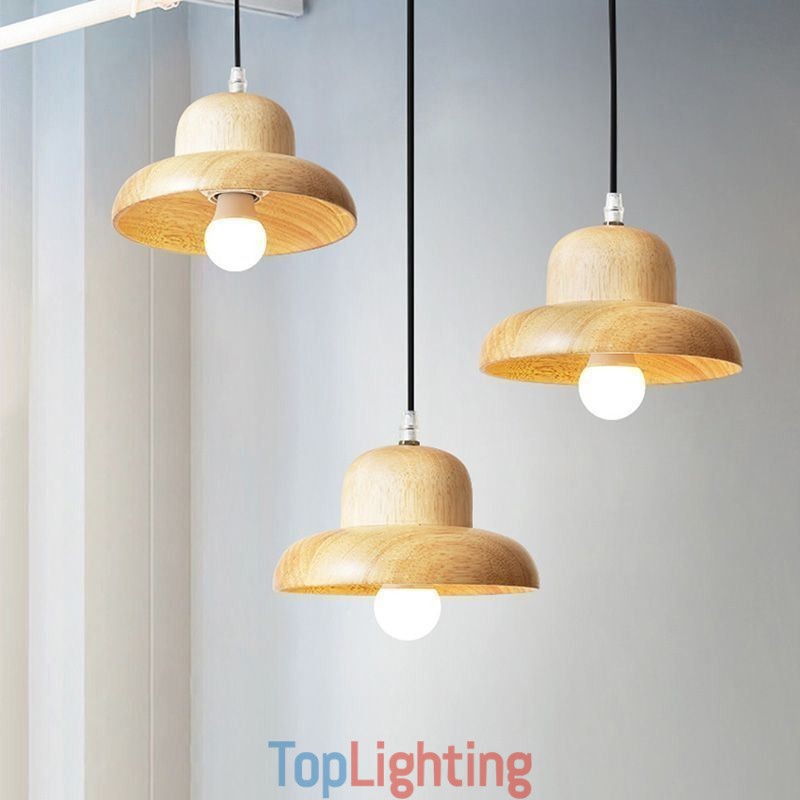 Japanese Wood Pendant Light Hat Hanging Light