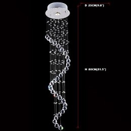 Crystal Pendant Light Chandelier Lighting 1 Lights Silver Canpoy Clear K9 Crystal Helix Ceiling Lamps H80CM