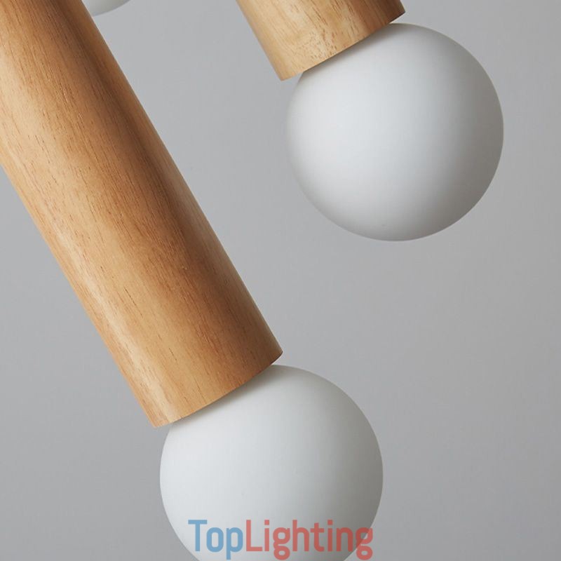 Japanese Wood Pendant Light 6 Lights Hanging Light