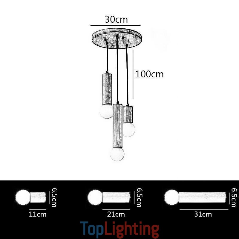 Japanese Wood Pendant Light 3 Lights Hanging Light