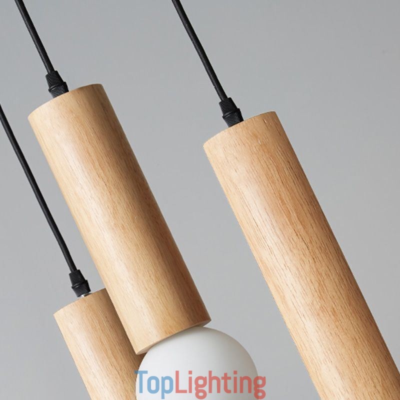 Japanese Wood Pendant Light 3 Lights Hanging Light
