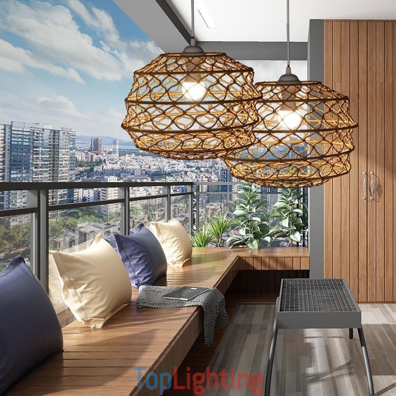 Modern Pastoral Pendant Light Creative Rattan Hanging Light With Foldable Lampshade