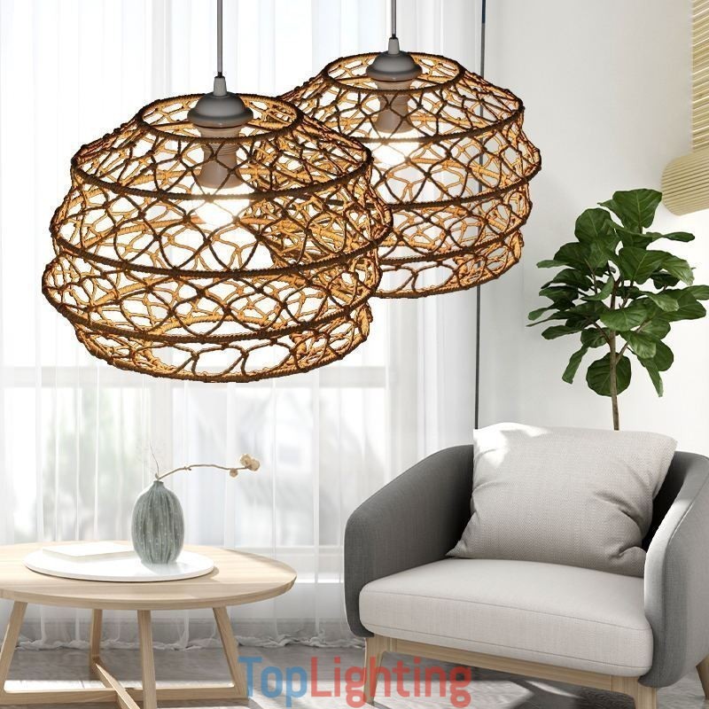 Modern Pastoral Pendant Light Creative Rattan Hanging Light With Foldable Lampshade