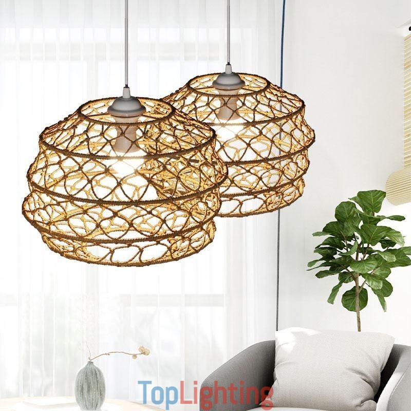 Modern Pastoral Pendant Light Creative Rattan Hanging Light With Foldable Lampshade