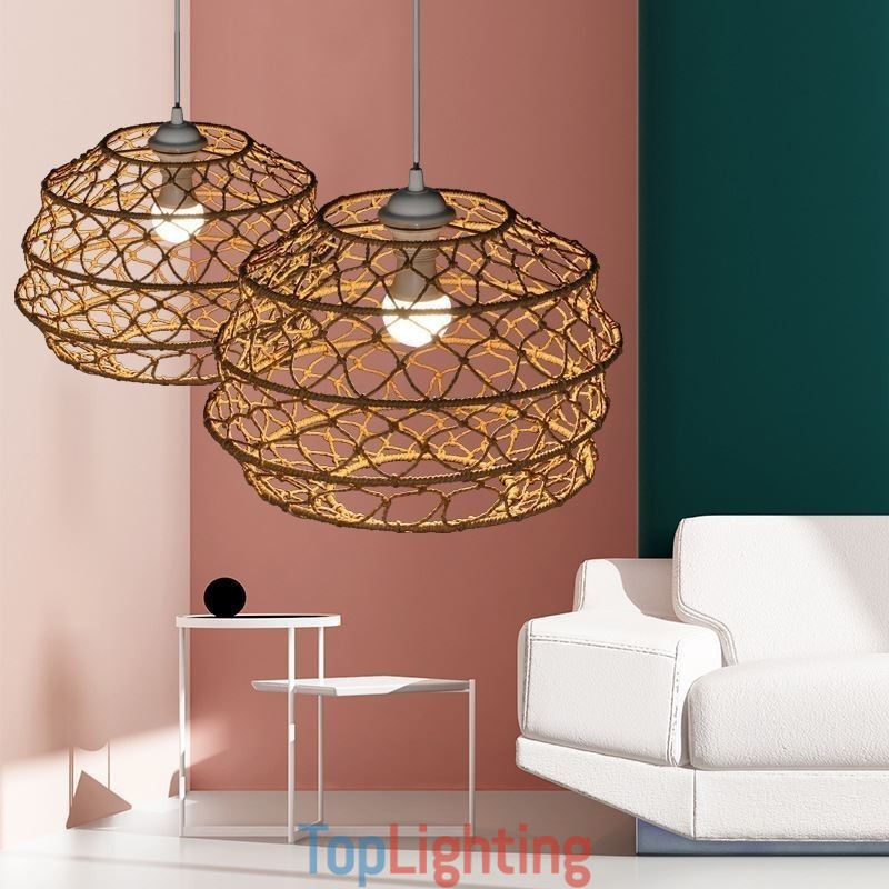 Modern Pastoral Pendant Light Creative Rattan Hanging Light With Foldable Lampshade