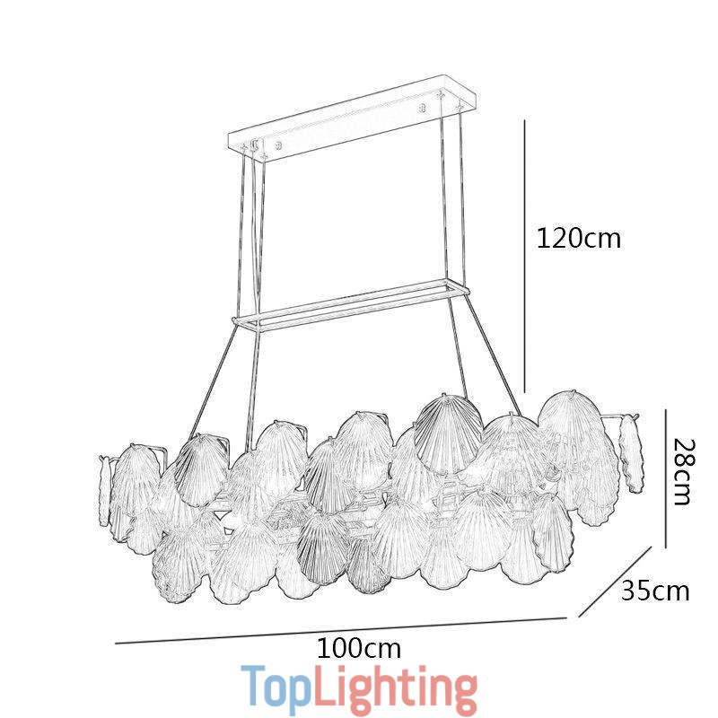 Luxury Glass Chandelier Fashion Lamp Shell Shape Glass Hanging Lamp
