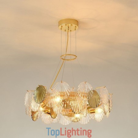 Modern Shell Glass Chandelier Lights Dining Modern Shell Glass Chandelier Lights Dining
