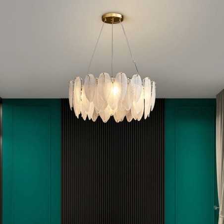 Artistic Glass Chandelier Feather Round Pendant Light Artistic Glass Chandelier Feather Round Pendant Light