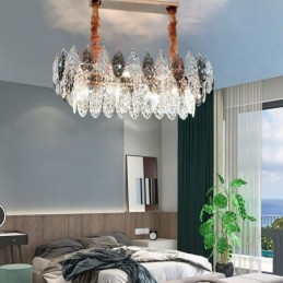 European Iron Pendant Light Creative Leaf Glass Chandelier