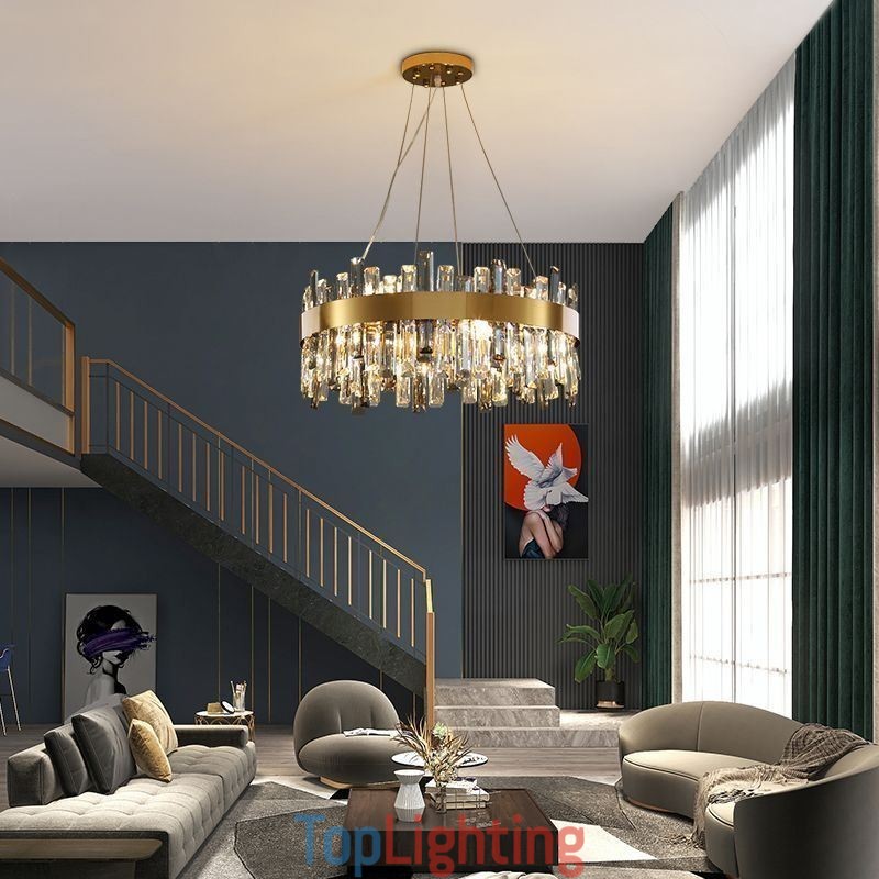 Luxury Glass Chandelier European Style Pendant Light Living