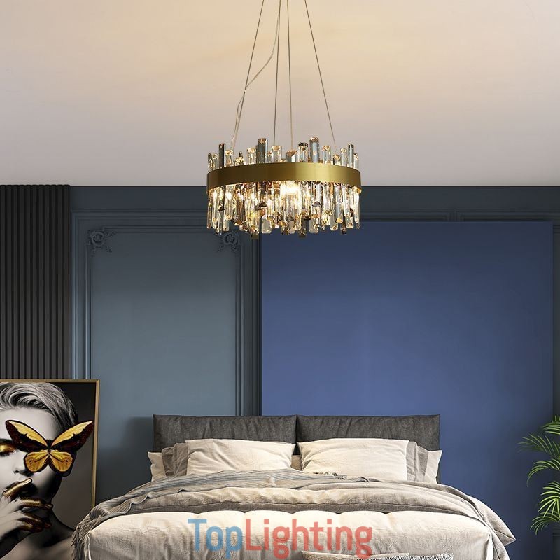 Luxury Glass Chandelier European Style Pendant Light Living