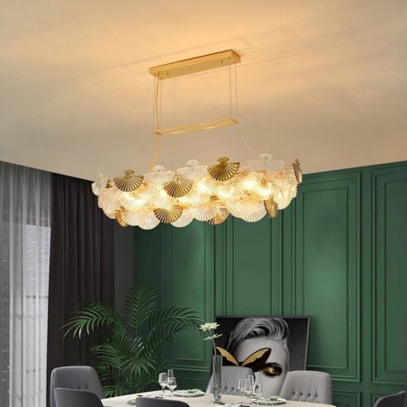 European Glass Pendant Light Fan Shaped Art Chandelier European Glass Pendant Light Fan Shaped Art Chandelier