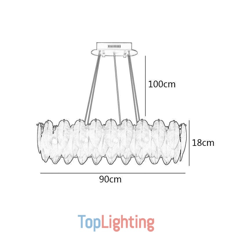 Artistic Glass Chandelier Feather Round Pendant Lighting
