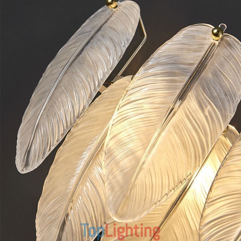 Artistic Glass Chandelier Feather Round Pendant Lighting