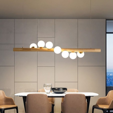 Magic Bean Pendant Light Wood Strip Hanging Lamp Magic Bean Pendant Light Wood Strip Hanging Lamp
