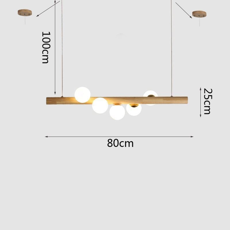 Magic Bean Pendant Light Wood Strip Hanging Lamp