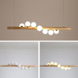 Magic Bean Pendant Light Wood Strip Hanging Lamp