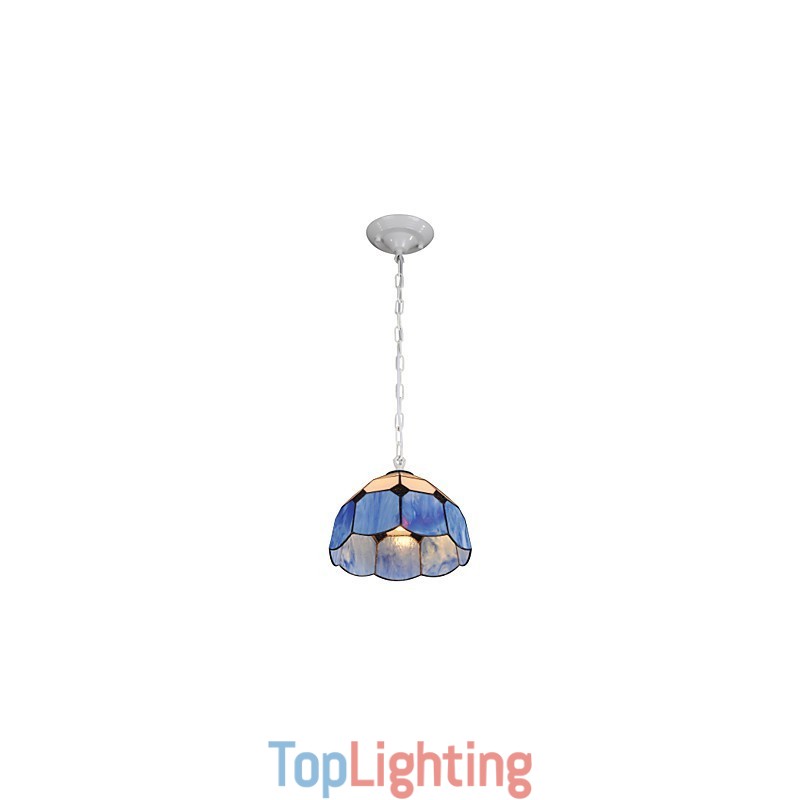 Chandelier Mini Style Country Garage white + blue Glass lights