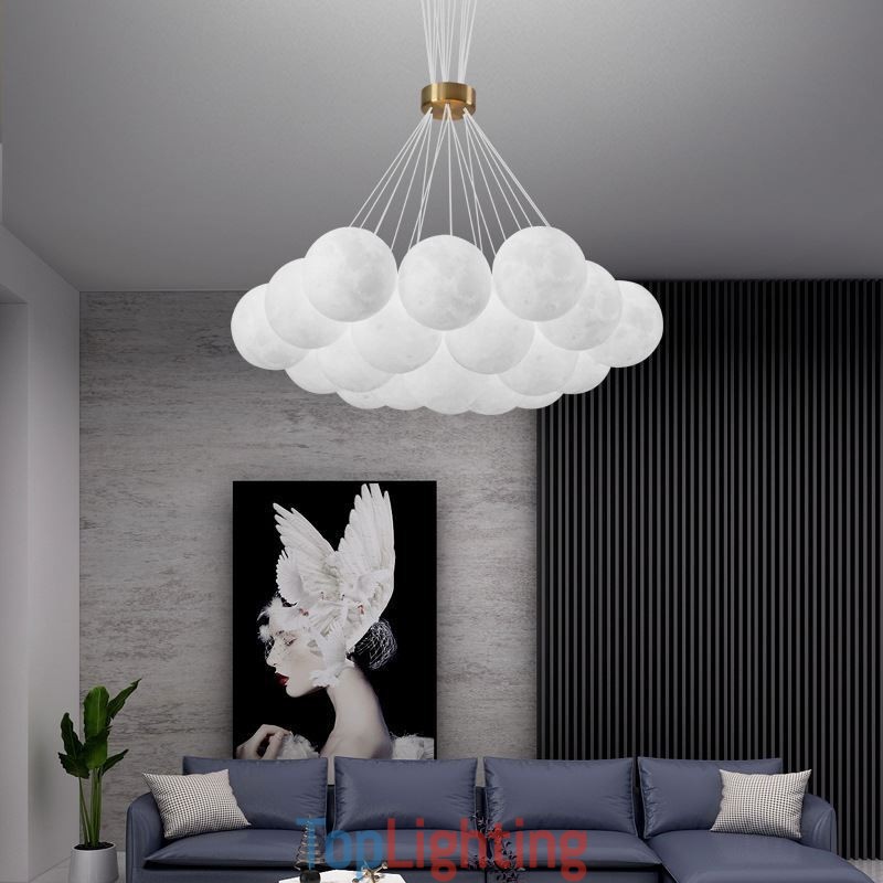 Moon Bubble Chandelier Modern 3D Print Balls Pendant Lamp