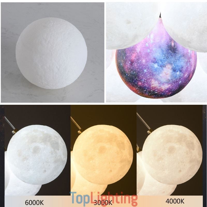 Moon Bubble Chandelier Modern 3D Print Balls Pendant Lamp