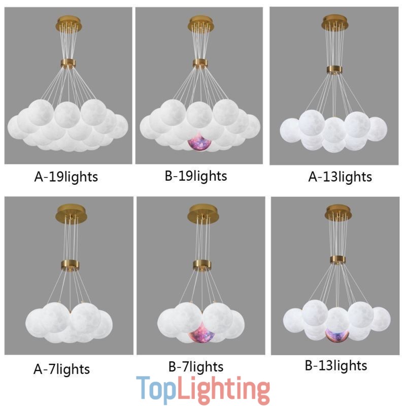 Moon Bubble Chandelier Modern 3D Print Balls Pendant Lamp