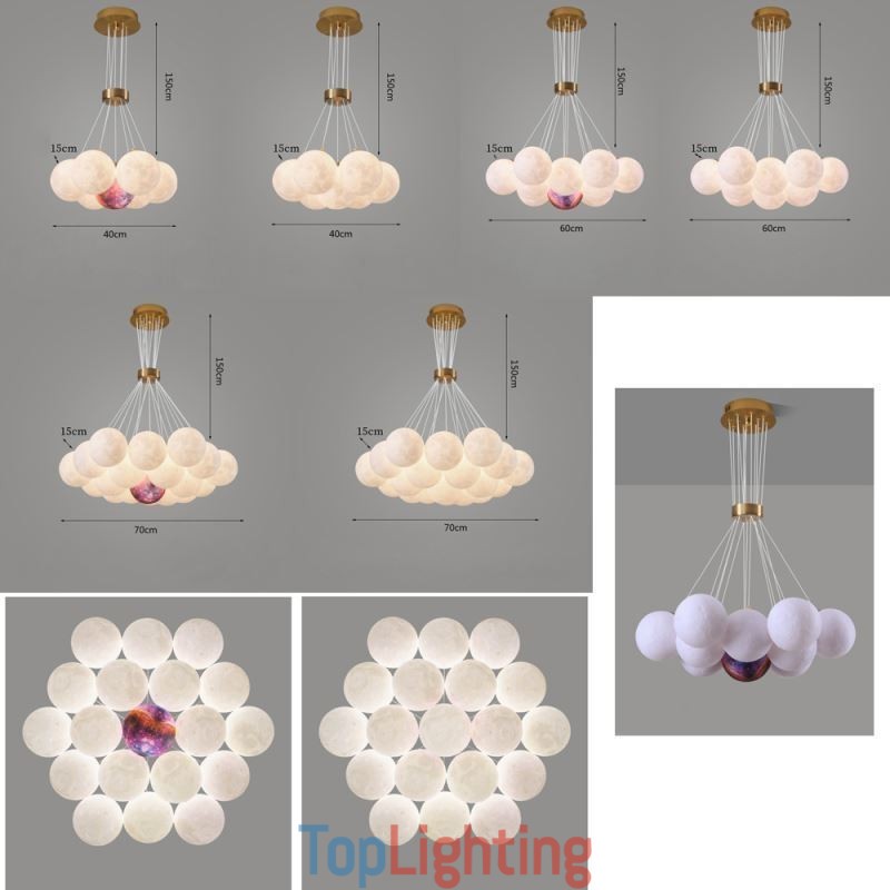 Moon Bubble Chandelier Modern 3D Print Balls Pendant Lamp