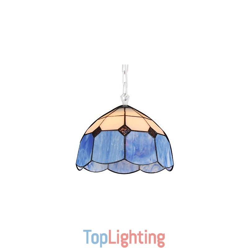 Chandelier Mini Style Country Garage white + blue Glass lights
