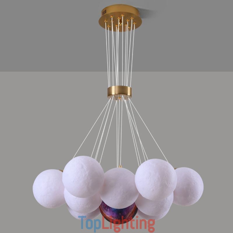 Moon Bubble Chandelier Modern 3D Print Balls Pendant Lamp